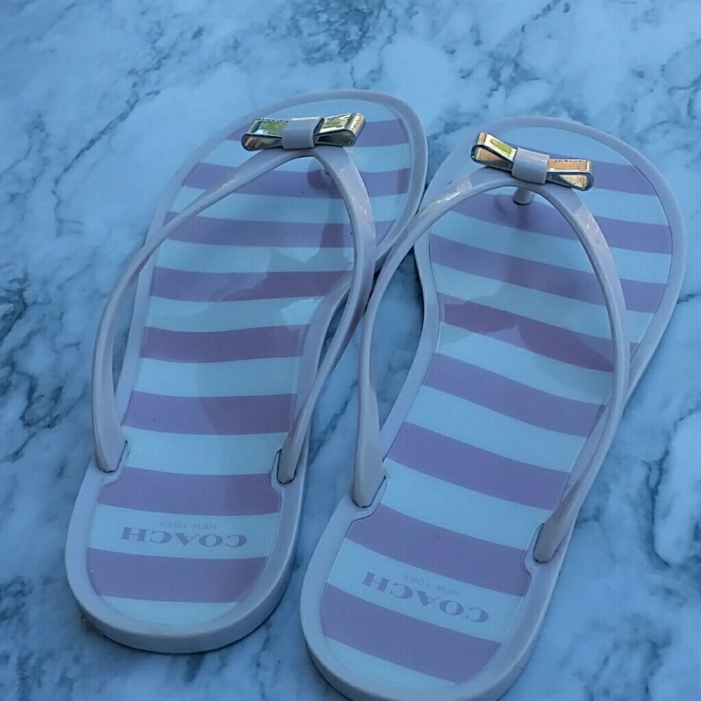 Coach Blush Pink Stripe Jelly Sandals - Picture 4 of 6